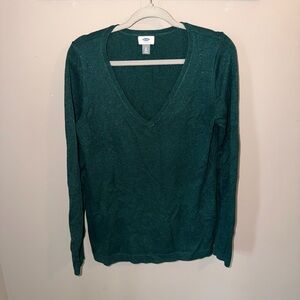 Old Navy Green shimmery V-Neck Sweater